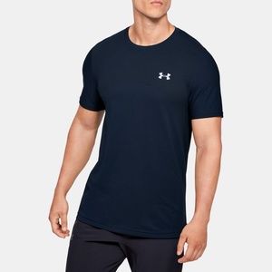 UNDER ARMOUR HeatGear Navy Blue Seamless Short-Sleeve Fitted Shirt - Men’s Small